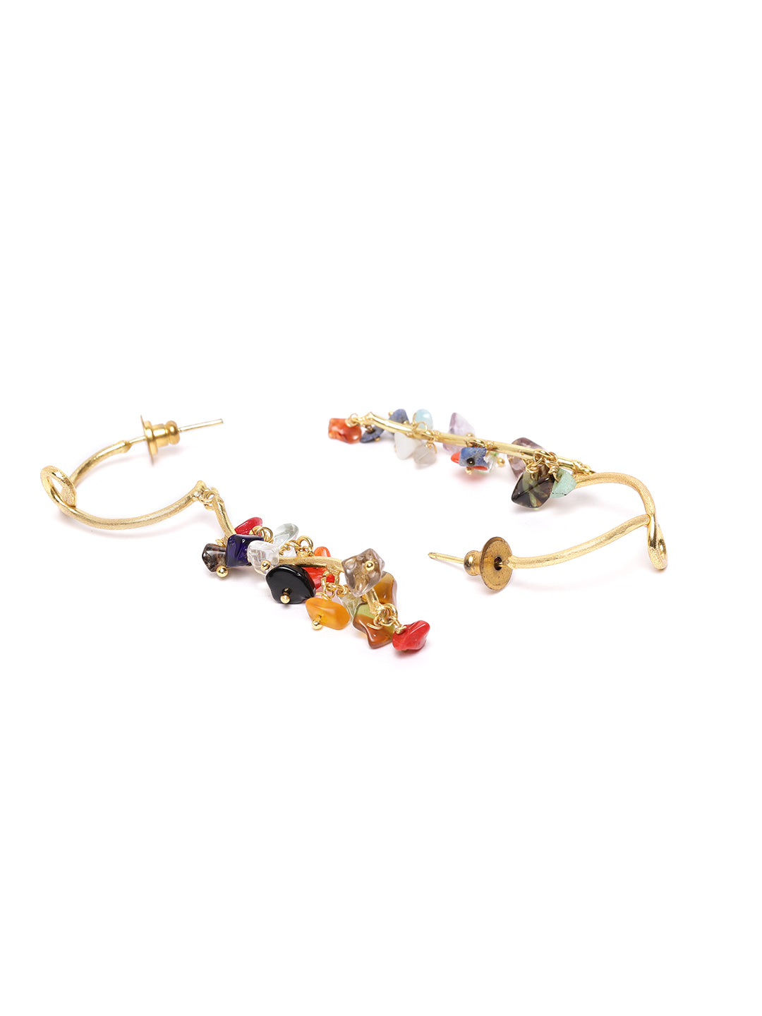 Blueberry gold plated multi beads detailing drop earring