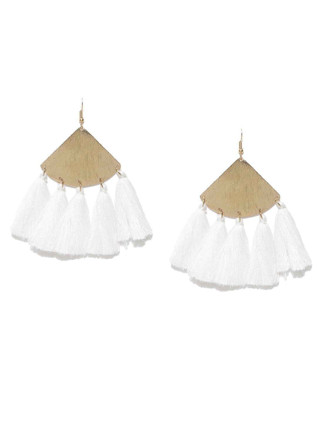 Blueberry gold toned and white tassel drop earrings