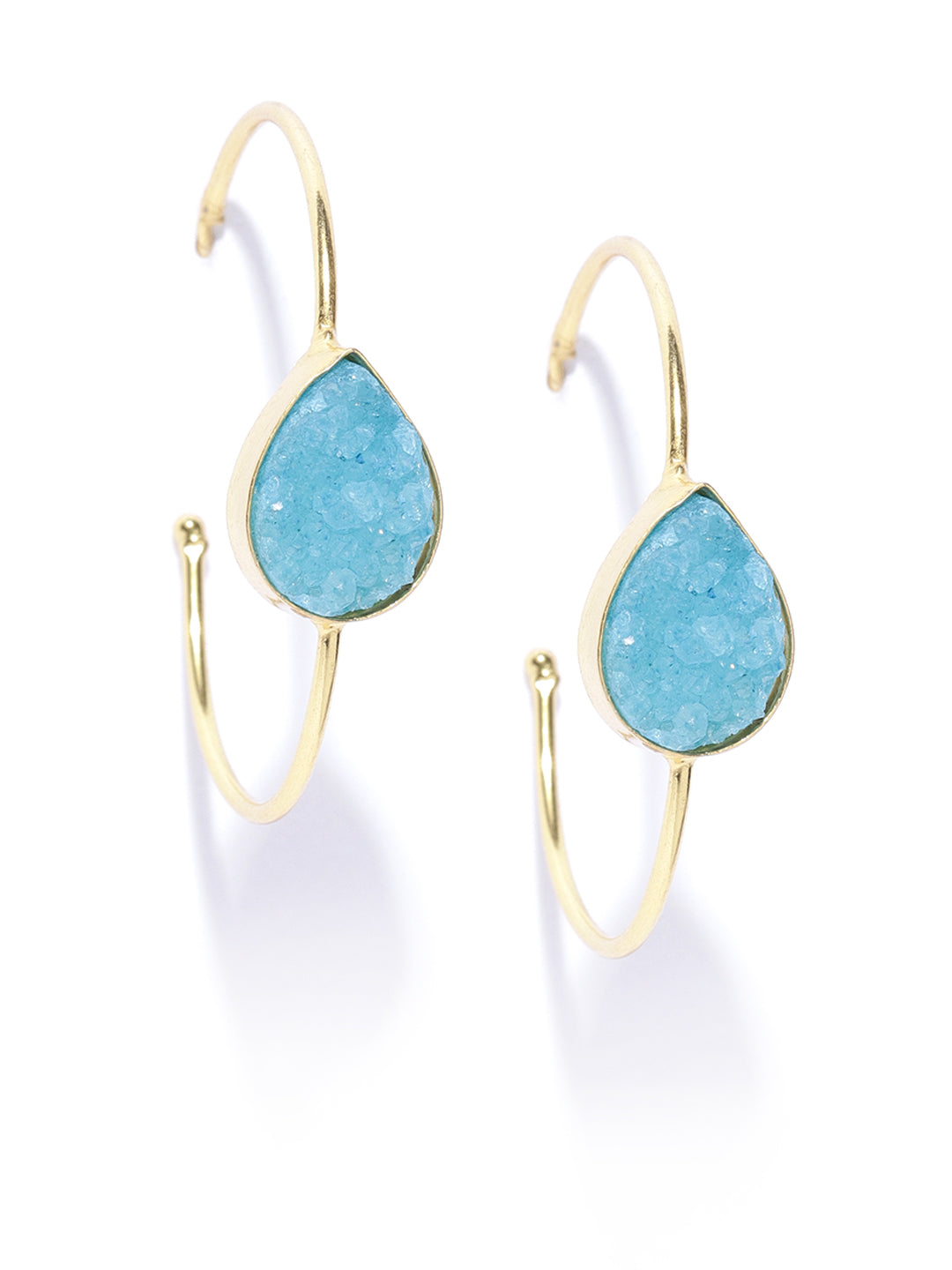 Blueberry gold plated agate stone detailing hoop earring