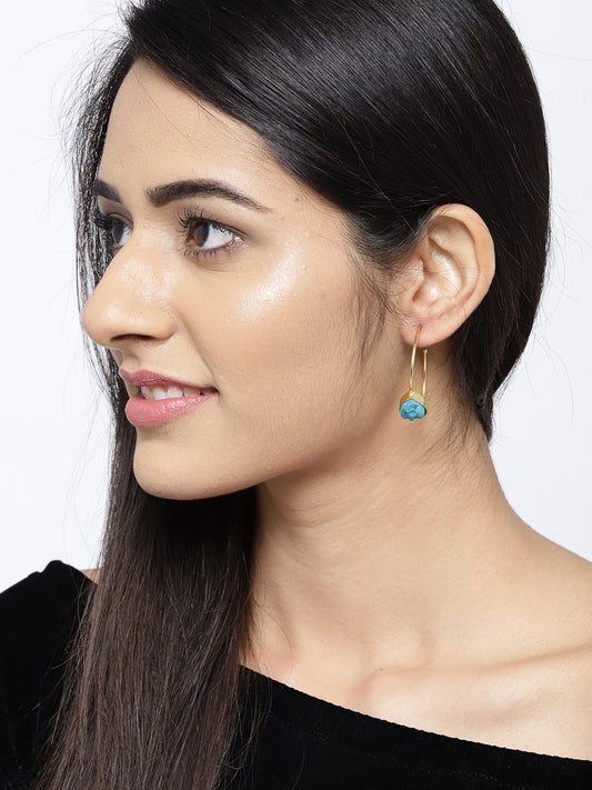 Blueberry gold plated agate stone detailing hoop earring