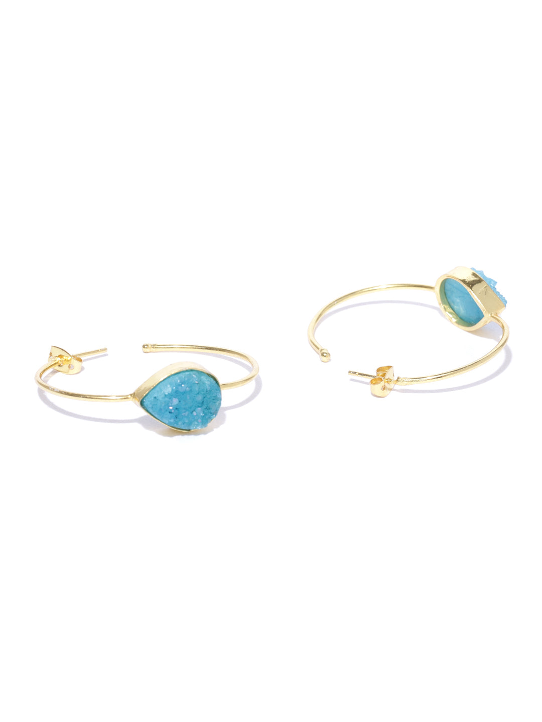 Blueberry gold plated agate stone detailing hoop earring