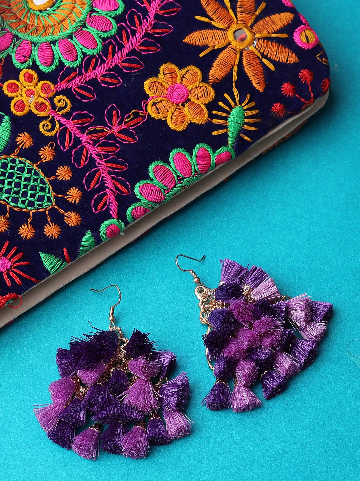 Blueberry Purple Tassel Drop Earrings