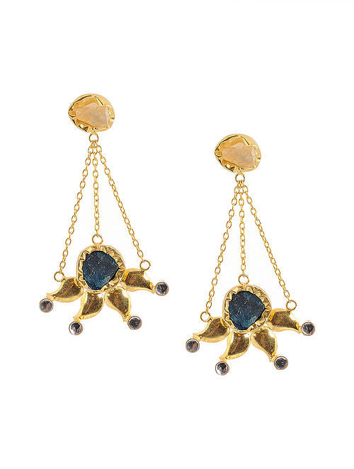 Blueberry gold polished handcrafted drop earrings