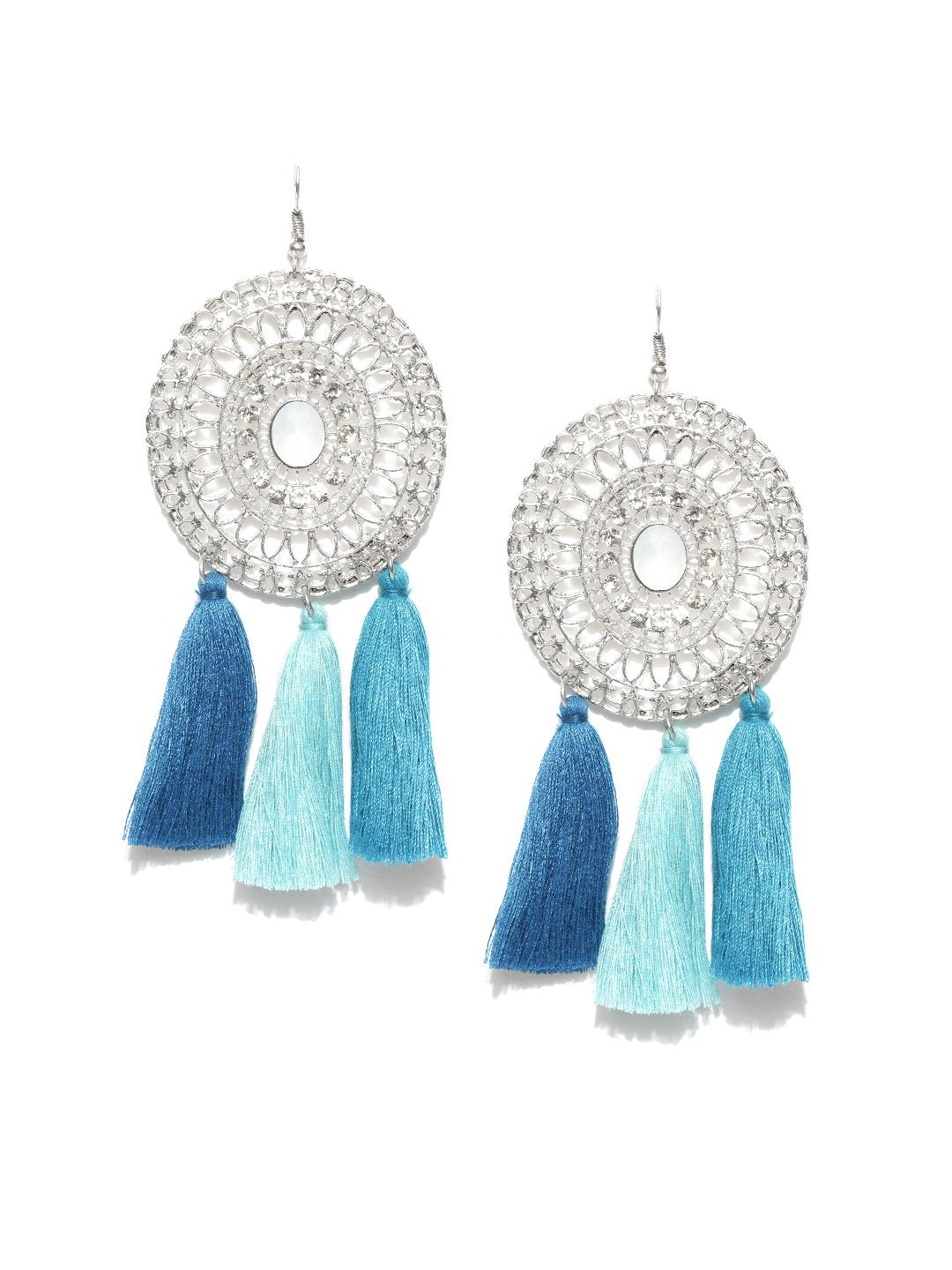 Light blue hot sale tassel earrings