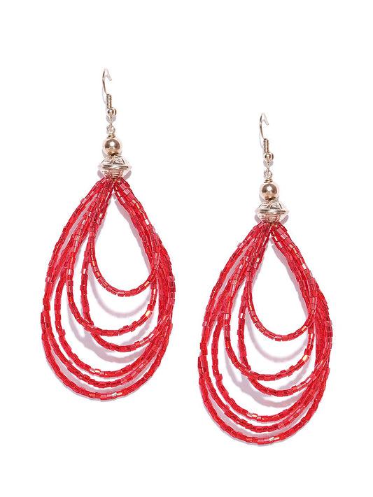 Blueberry red beads chain layer drop earring