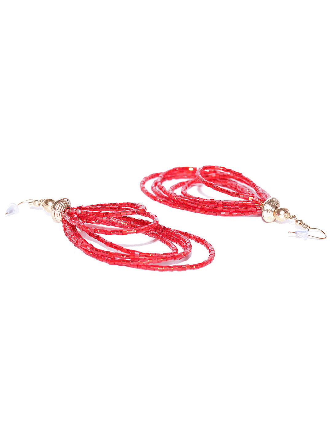 Blueberry red beads chain layer drop earring