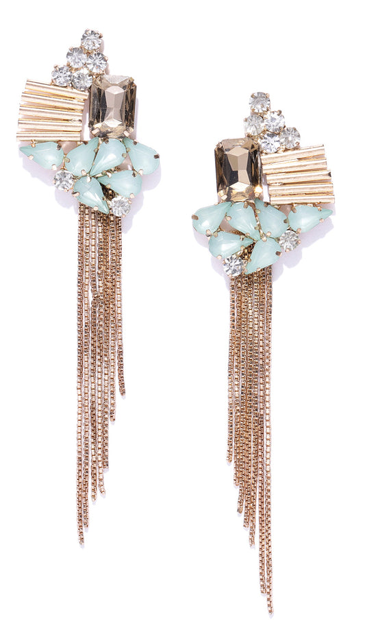 Blueberry multi color chain tassel drop earring