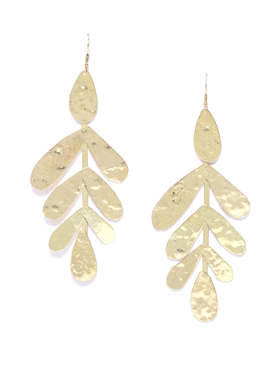 Blueberry gold plated leaf shape drop earring