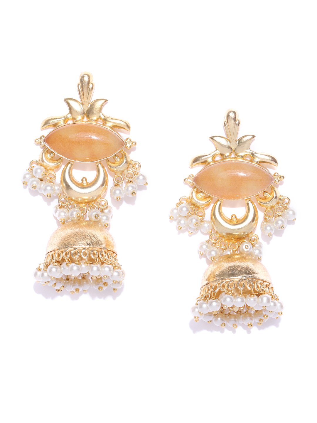 Blueberry golden jhumka drop earring has pearl studded