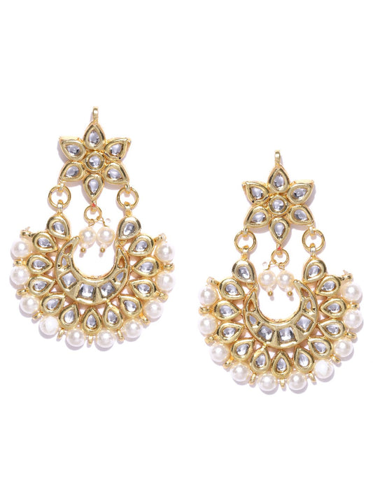 Blueberry gold polish drop earring has beads and stone studded