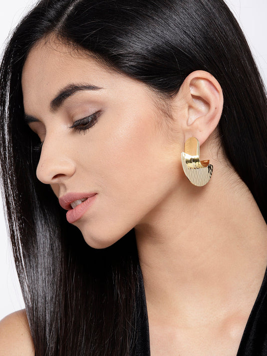 Blueberry golden metal texture drop earring