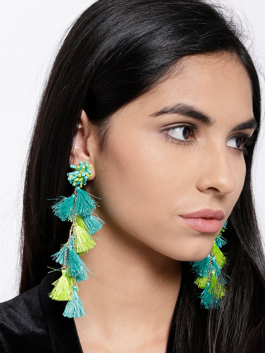 Blueberry green tassel detailing drop earring