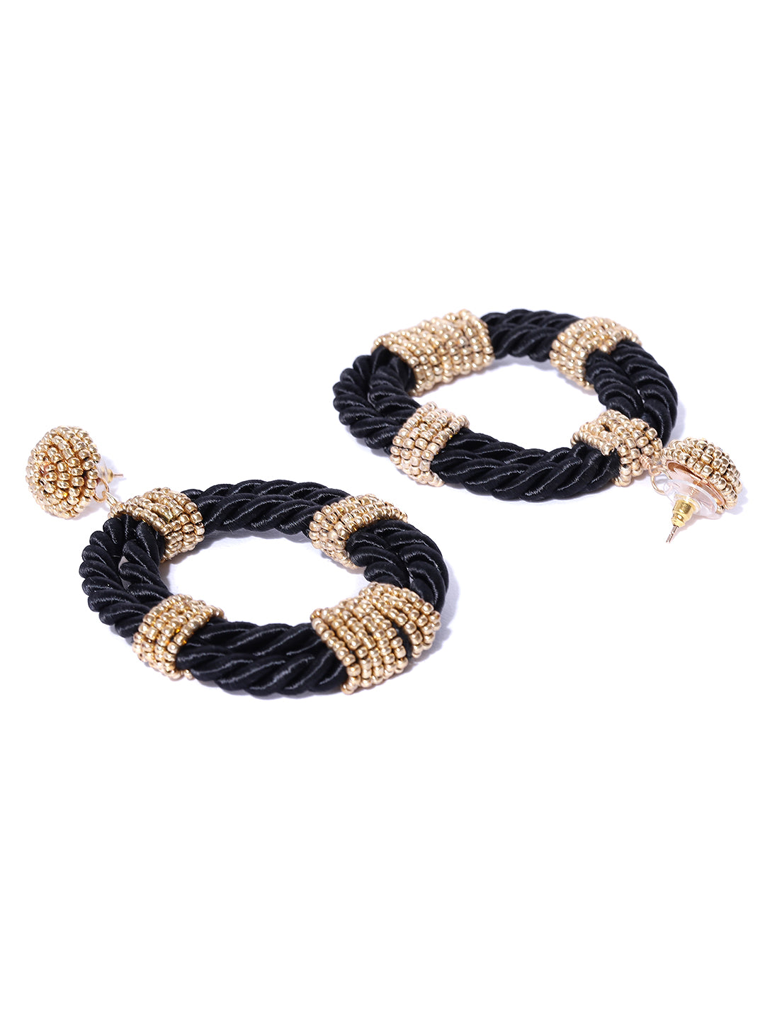 Blueberry black color rope drop earring