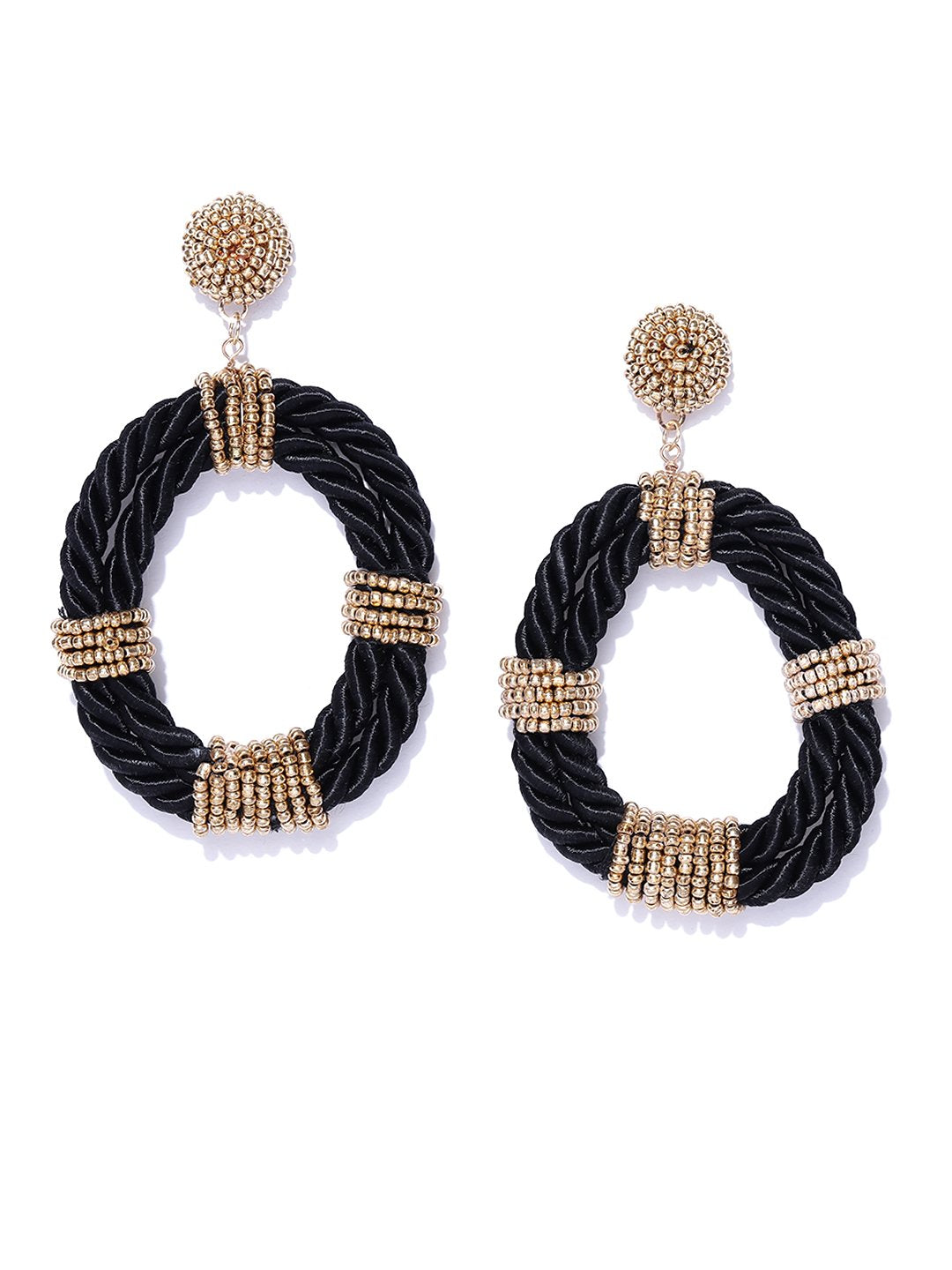 Buy Black And Gold Zircon Drop Earrings Online - W for Woman