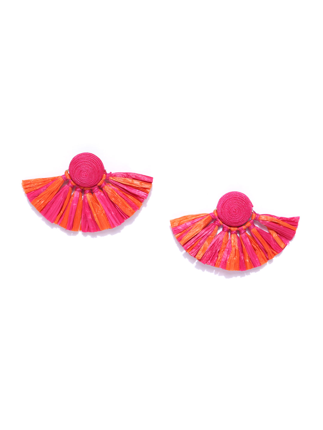 Blueberry orange/pink tassel drop earring