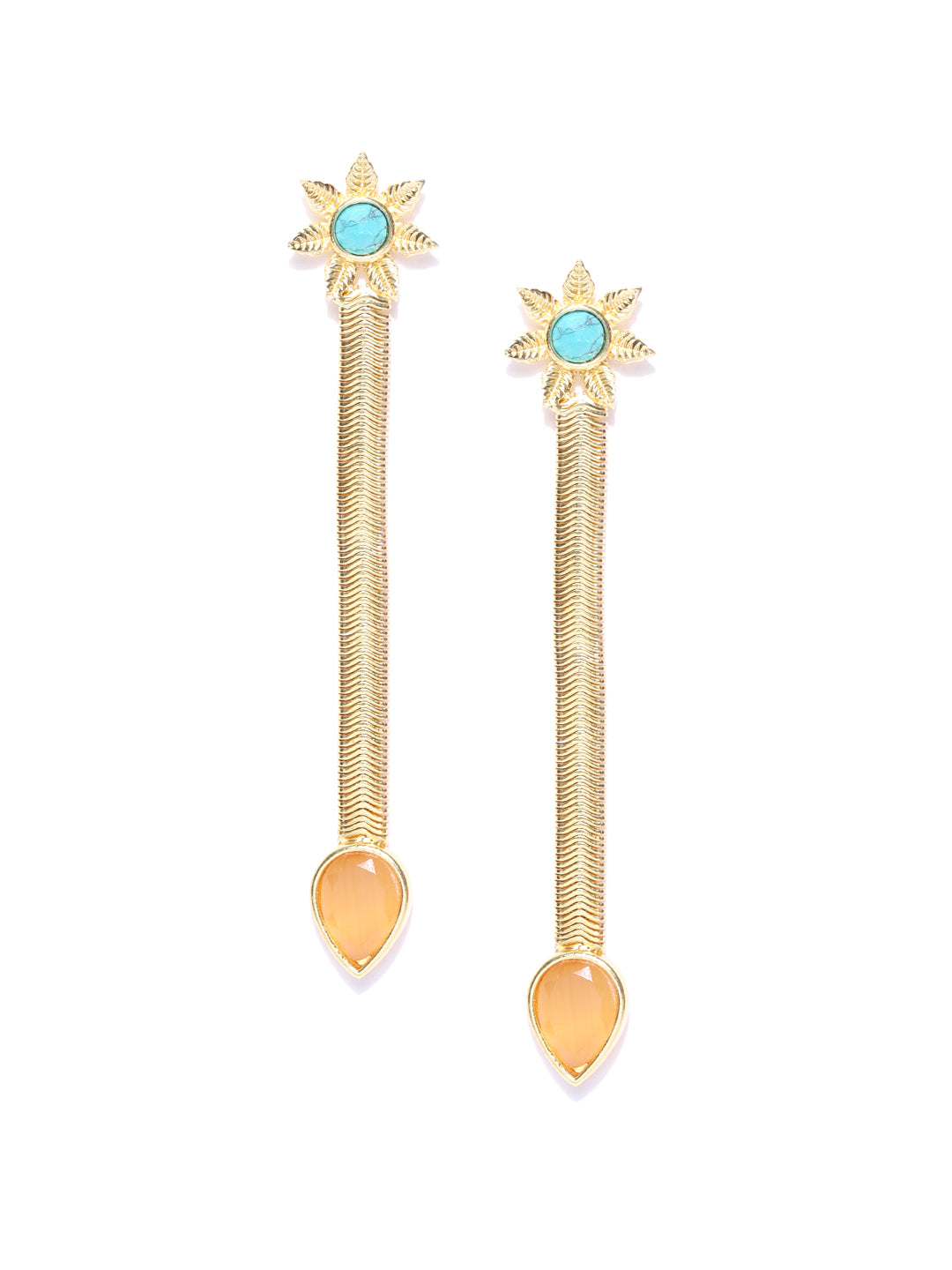 Blueberry gold plated agate sone detailing drop earring
