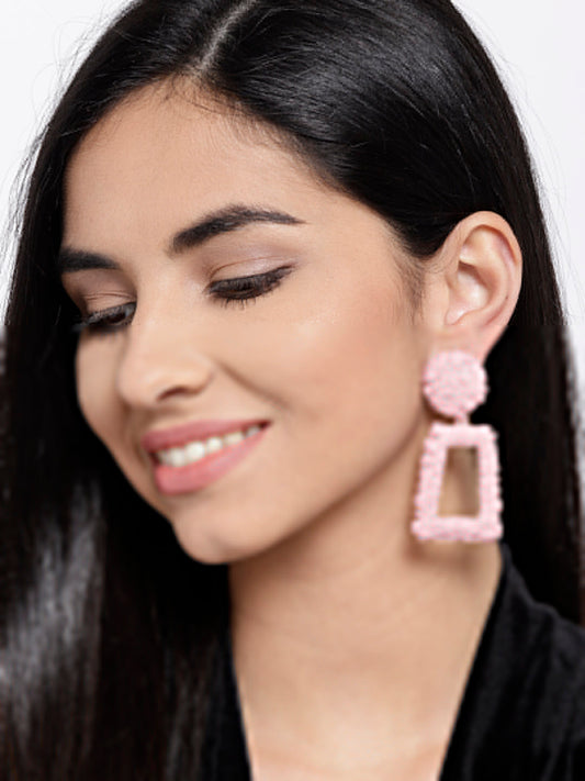 Blueberry pink color texture drop earring