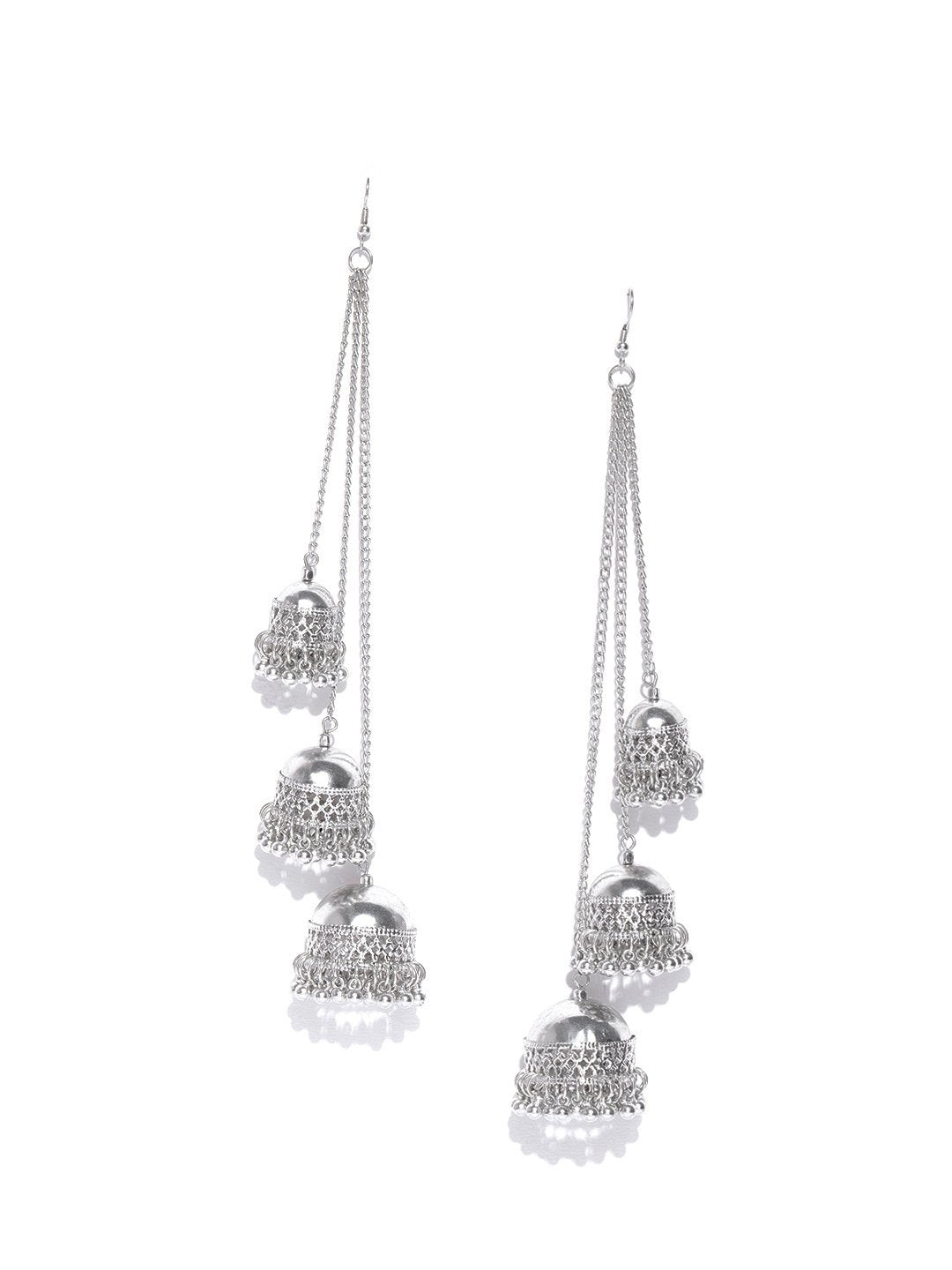 Blueberry silver plated jhumka drop earring