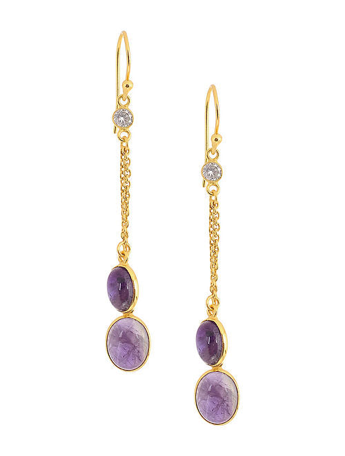 Blueberry gold plated chain drop earring