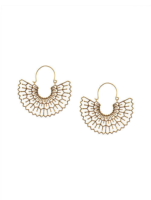 Blueberry gold plated cut off detailing drop earring