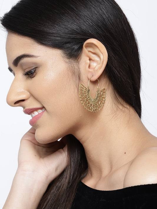 Blueberry gold plated cut off detailing drop earring
