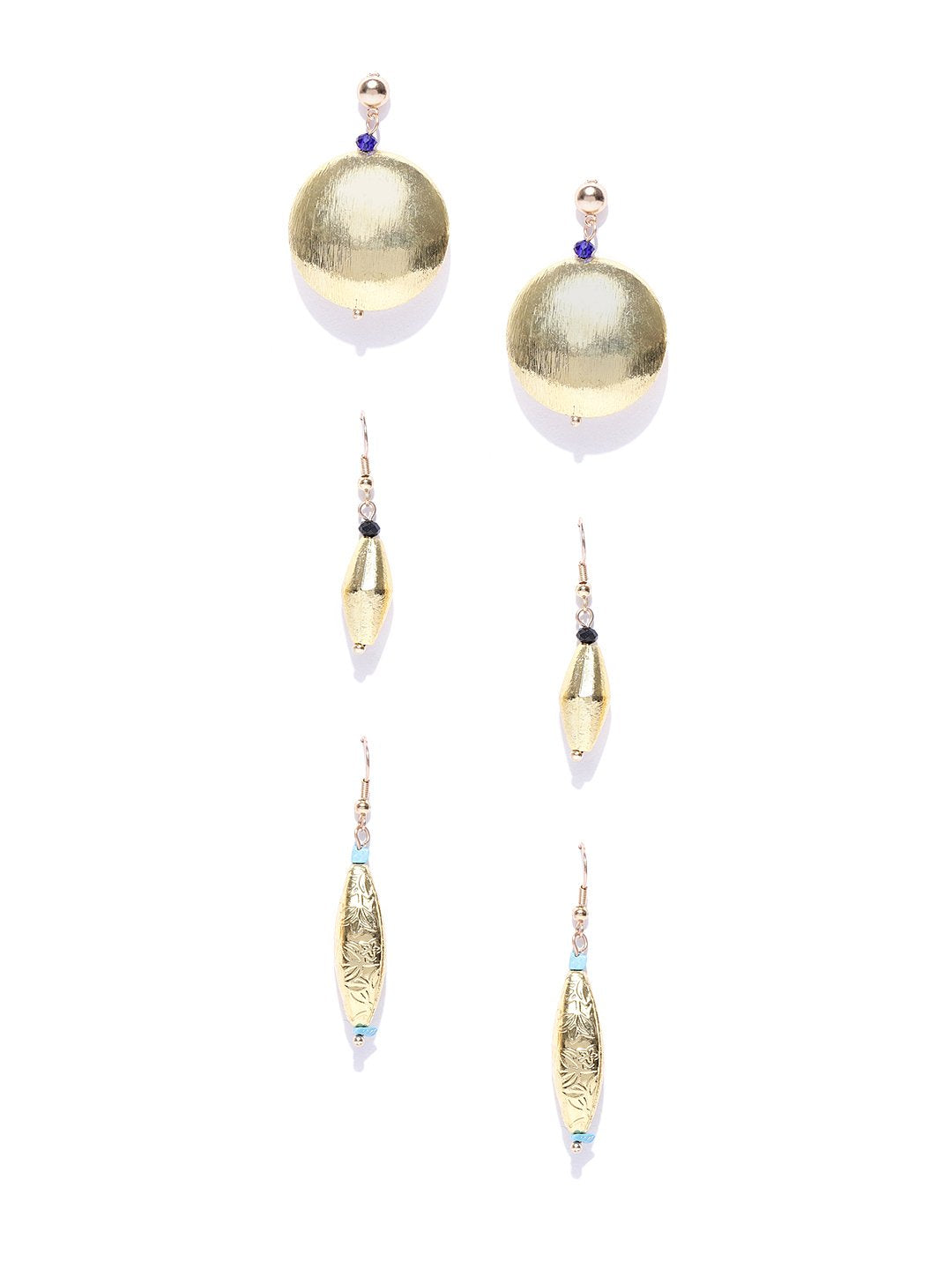 Blueberry set of 3 gold plated drop earring