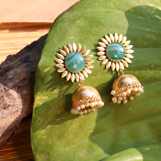 Blueberry gold plated jhumka drop earring