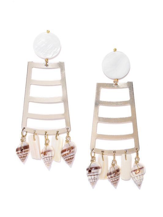 Blueberry gold plated shell detailing drop earring