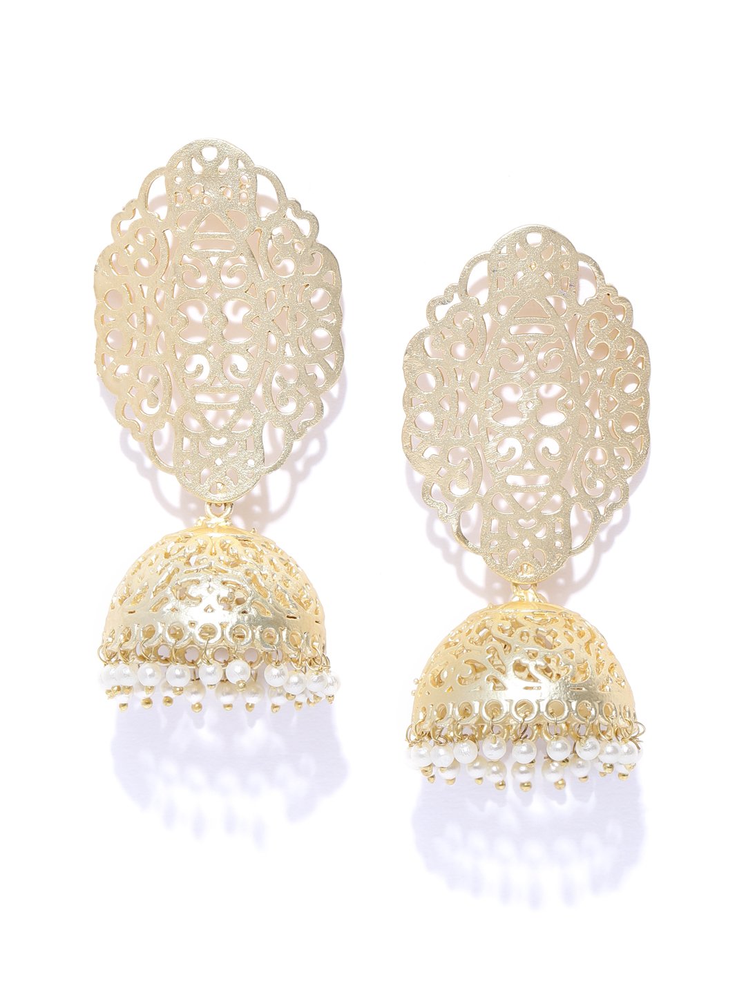Blueberry gold plated metal cut off detailing work drop earring