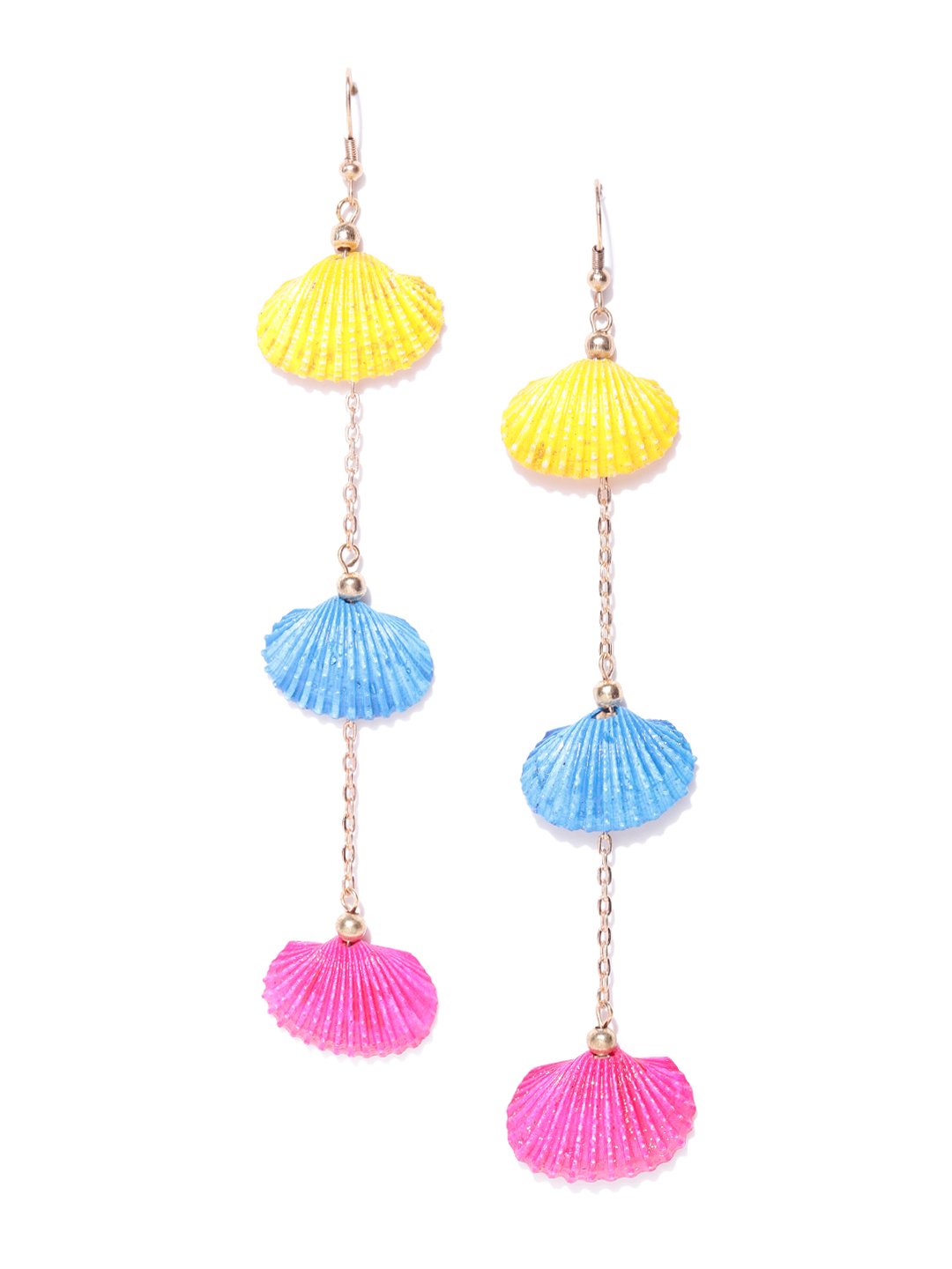Blueberry multi color shell detailing chain drop earring