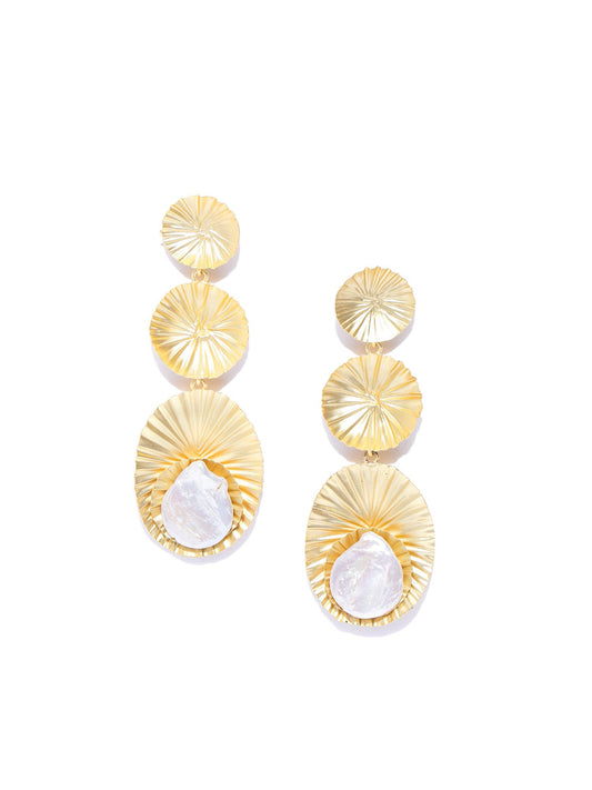 Blueberry gold plated agate stone detailing drop earring