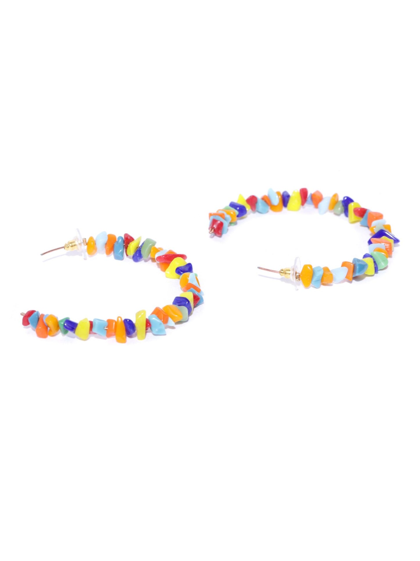Blueberry multi color beads hoop earring