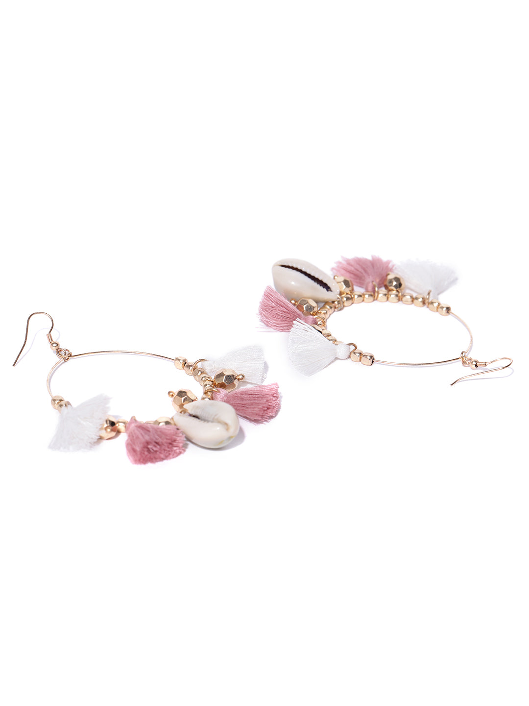 Blueberry gold plated shell and tassel detailing drop earring