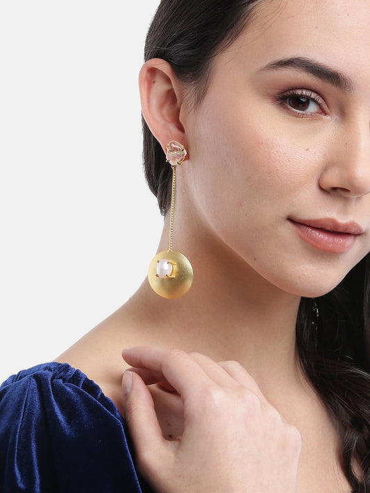 Blueberry gold plated pearl embellished drop earring
