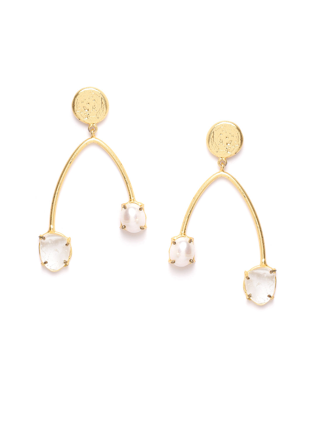 Blueberry gold plated pearl embellished drop earring