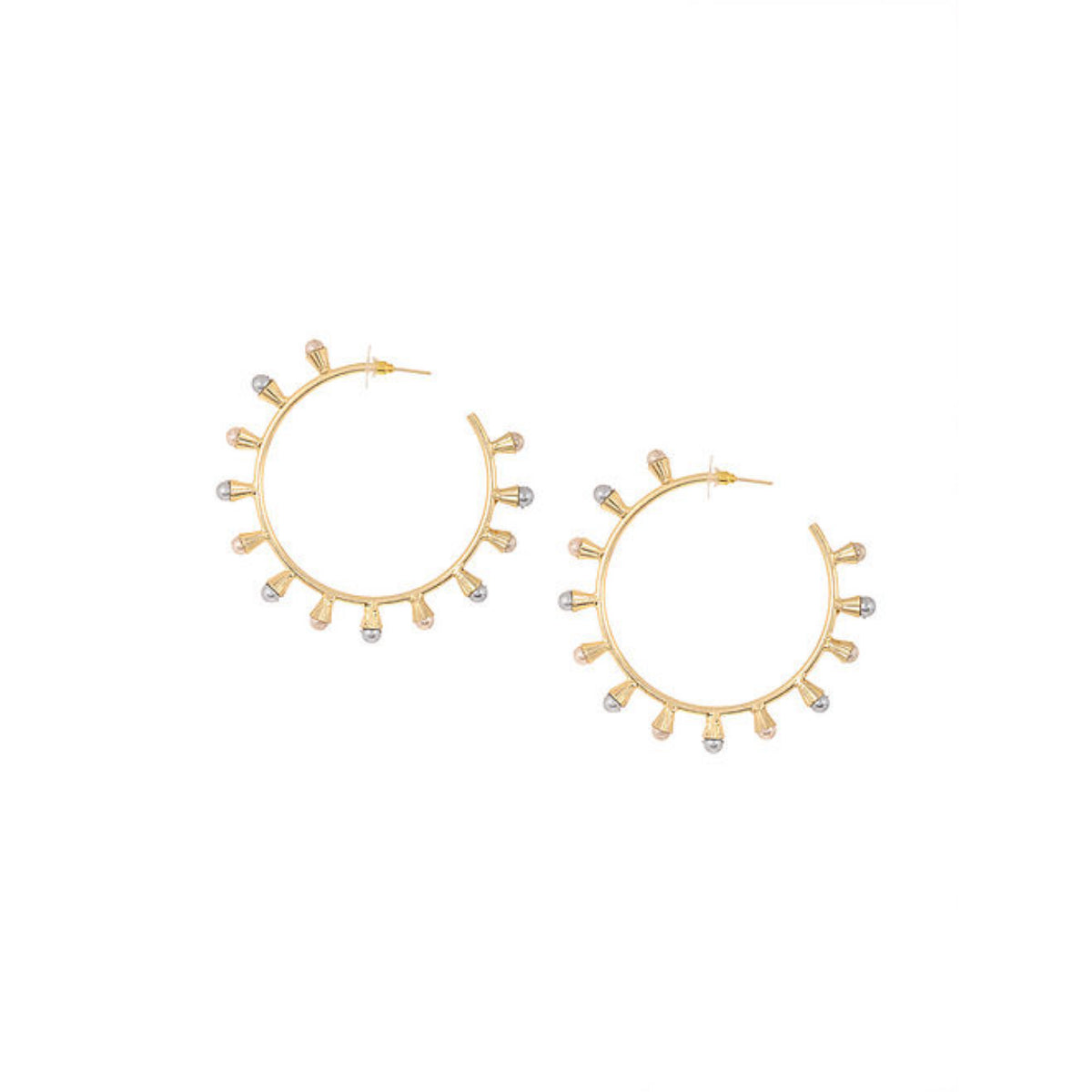 Blueberry gold plated peral detailing hoop earring