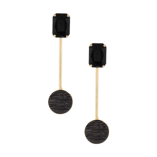 Vlueberry black colour stone detailing drop earring