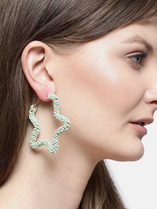 Blueberry Multi colour beaded detailing star shape hoop earring