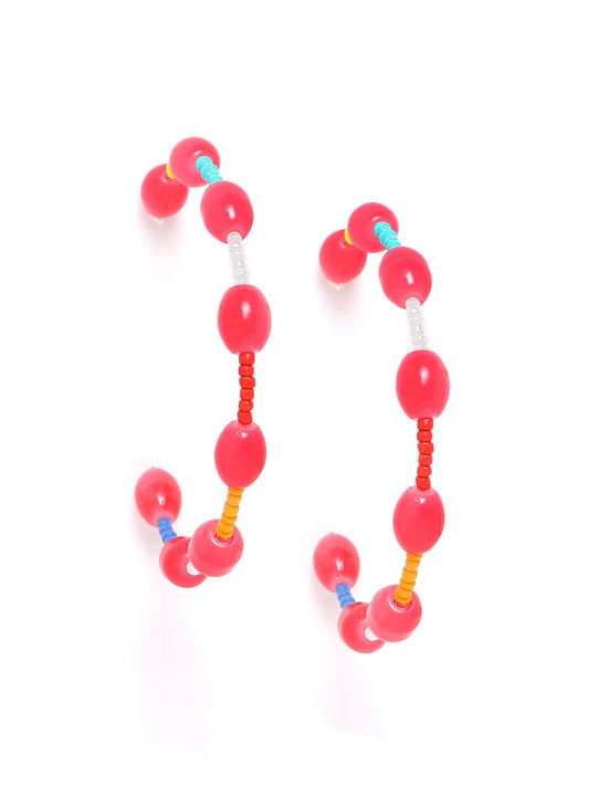 Blueberry multi colour beaded detailing hoop earring