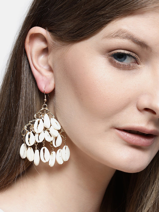 Blueberry white shell detailing drop earring