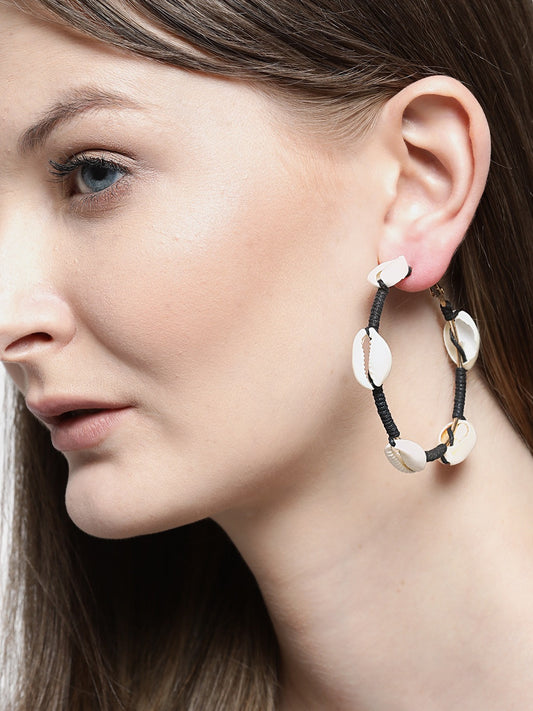 Blueberry white shell detailing hoop earring