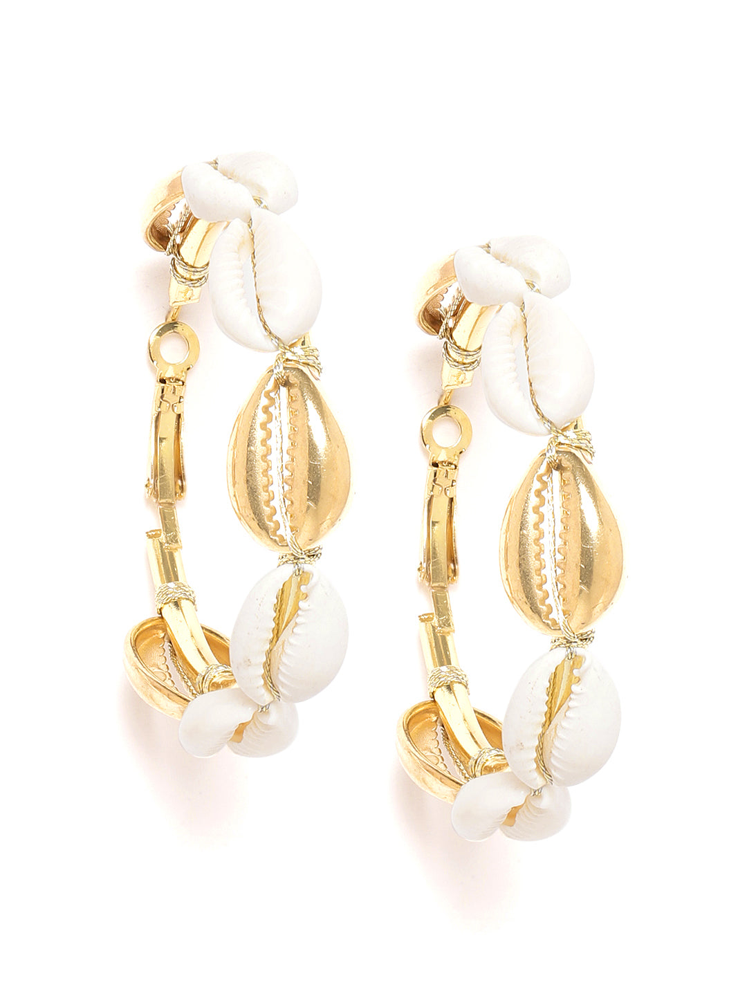 Blueberry gold plated shell detailing hoop earring