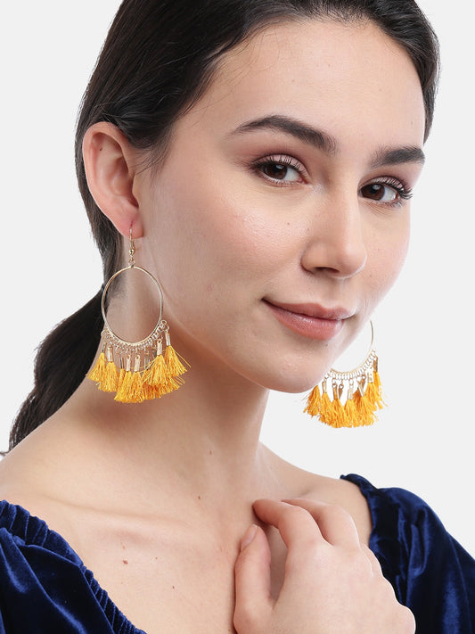 Blueberry yellow tasseled gold plated drop earring
