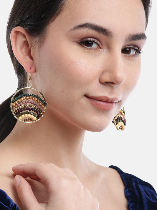 Blueberry gold plated beads detailing circular drop earring