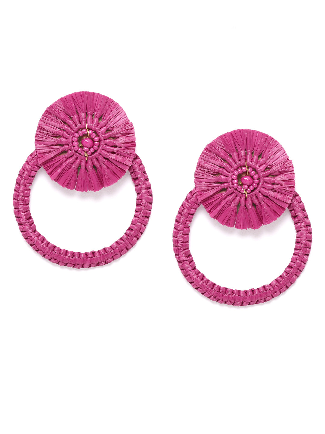 Blueberry pink raffia drop earring