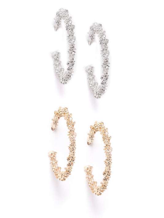 Blueberry set of 2 silver and gold plated hoop earring