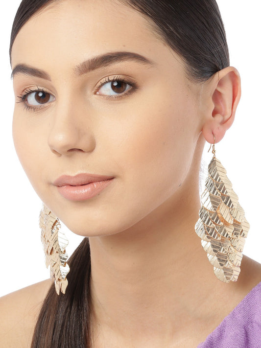Blueberry gold plated leaf drop earring
