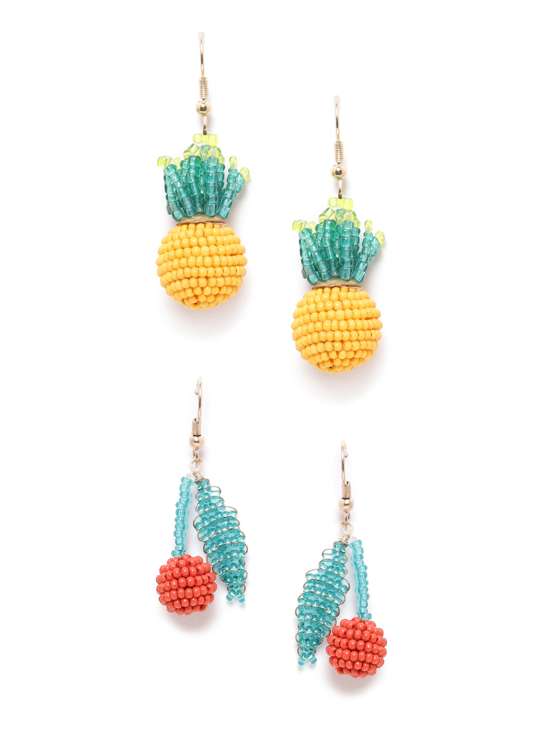 Blueberry set of 2 tropical pineapple and strawberry earring