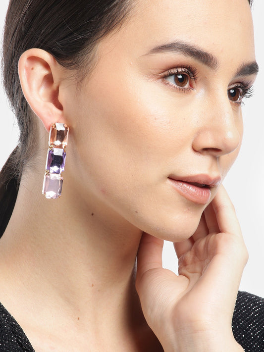 Blueberry multi crytal diamond stone embellished drop earring