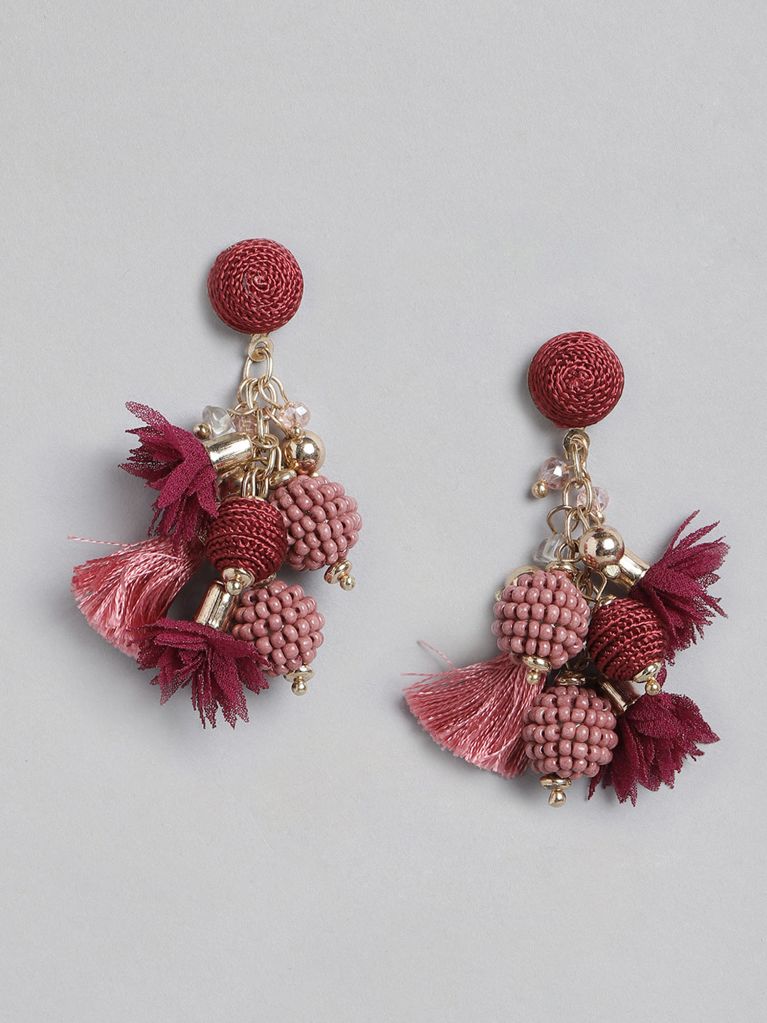 Blueberry beads and tassel detailing drop earring